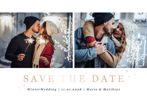 Weihnachtliche Save the Date-Karte mit Foto und Foliendruck