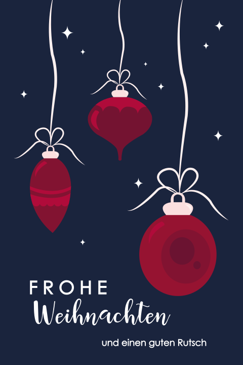 Geschäftliche Weihnachtskarte mit gezeichnetem Christbaumschmuck