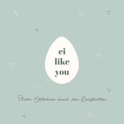 Grau blaue Osterkarte mit originellem Text