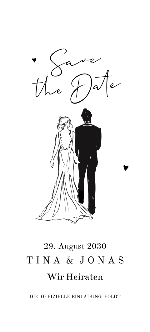 Digitale* Save the Date Karte - Silhouettenpaar-Illustration