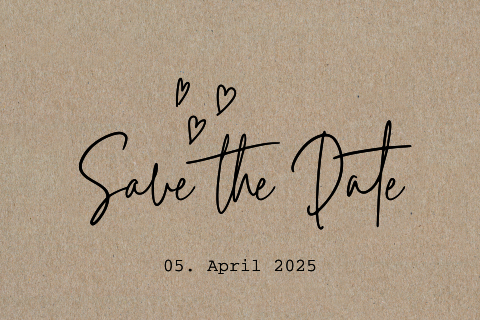 Kraftpapier Save the date karte mit Herzen