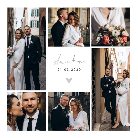 Dankeskarte mit Silberfolie und viele Fotos
