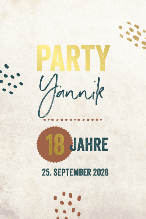 Goldfolien Einladung zum 18. Geburtstag mit Passfoto