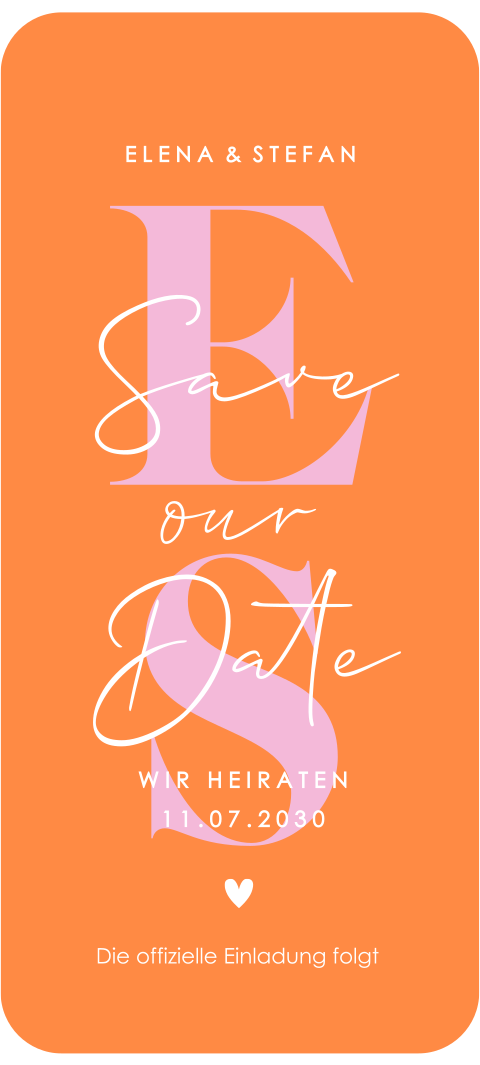 Save the Date Hochzeit Digital* – Orange Colorblock mit Handlettering