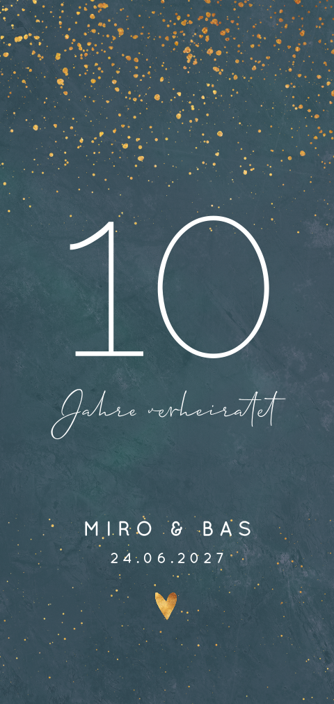 Schicke Einladung zur Rosenhochzeit in Blau/Gold