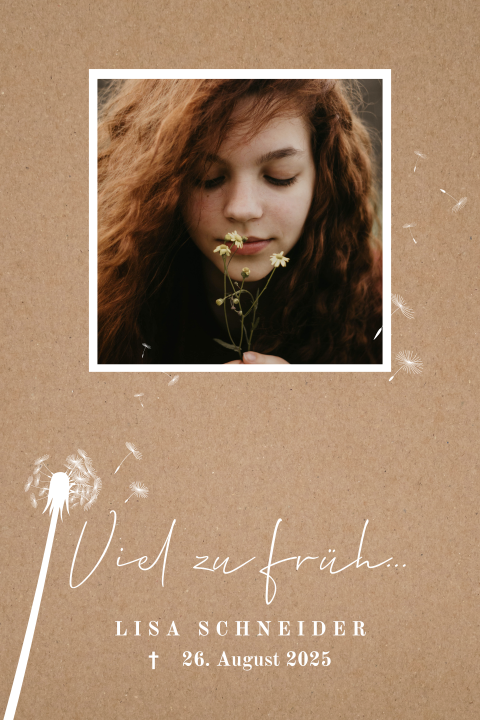 Trauerkarte im Kraft-Look und Polaroid