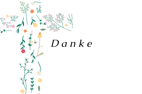 Dankeskarte Firmung mit Blumen in Form eines Kreuzes