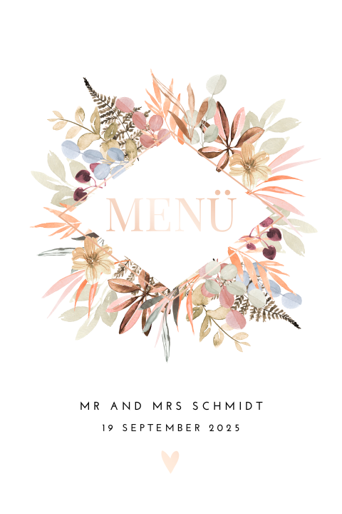 Prächtig bunte Menükarte mit herbstlichen Blättern