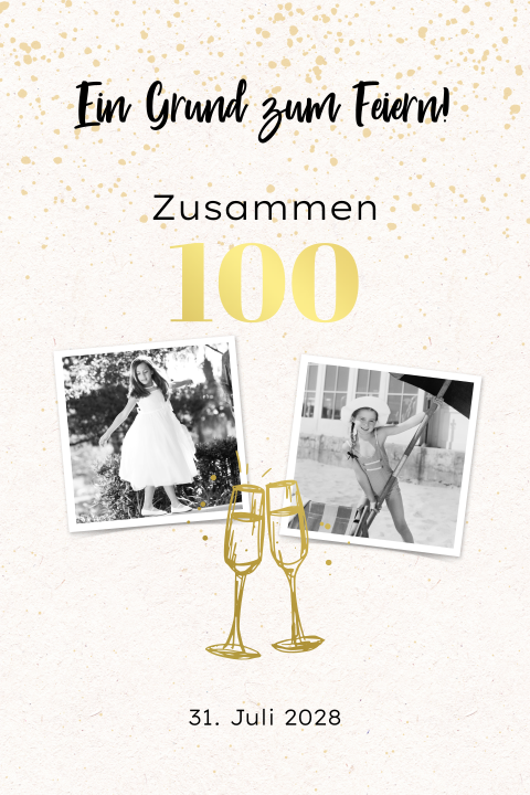 Originelle Einladung zum Doppelgeburtstag mit Fotos und runden Ecken