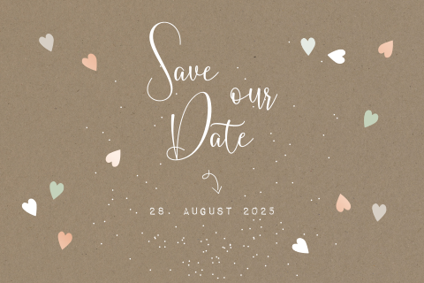 Glas voller Liebe Save the Date Karte mit Roségoldfolie