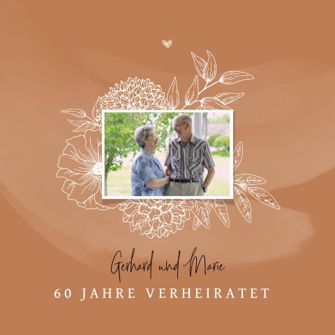 Hübsche Einladung zur diamantenen Hochzeit in Hellbraun