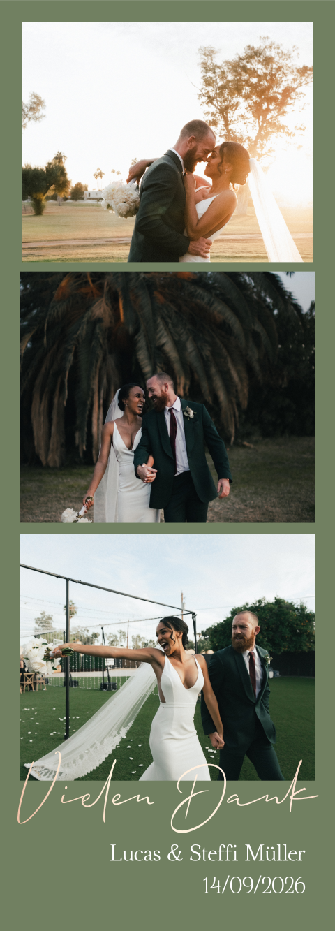 Dankeskarte Hochzeit Günstig Fotostreifen | Set von 3 Stück