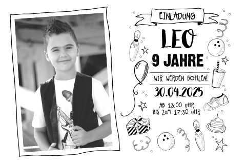 Einladung zum Bowlen mit Foto - Junge