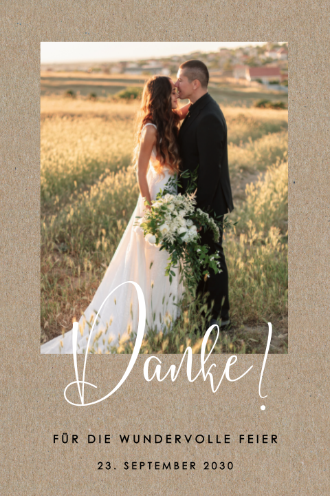 Dankeskarte zur Hochzeit mit Kraftlook und Foto