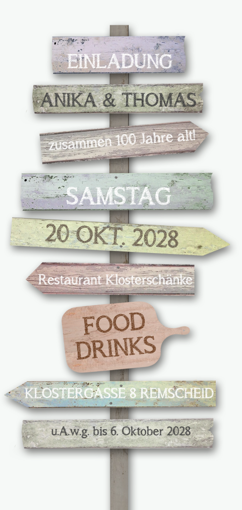 Geburtstagseinladung zusammen 100 mit Strand-Wegweiser