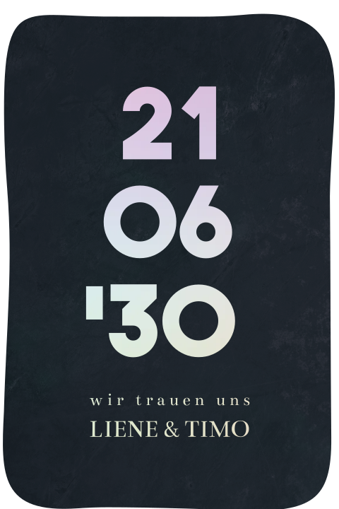 Schwarze Hochzeitskarte mit holografischer Folie