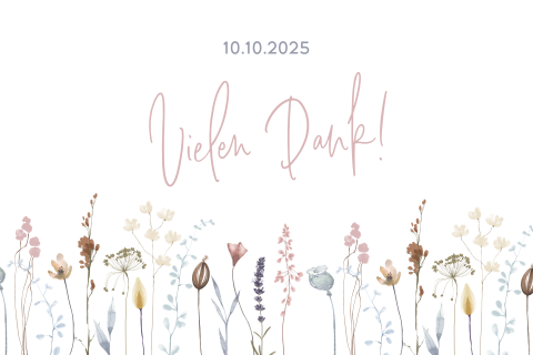Dankeskarte mit getrockneten Blumen