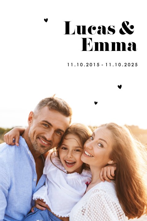 Einladung zum 10. Jahrestag mit eigenem Foto und großen Namen