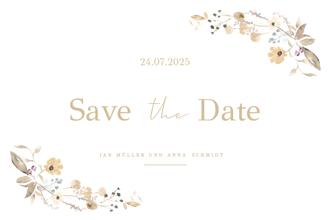 Save the Date Karte mit Aquarell Blumen