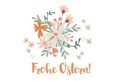 Osterkarte mit Blumenmotiv und Text