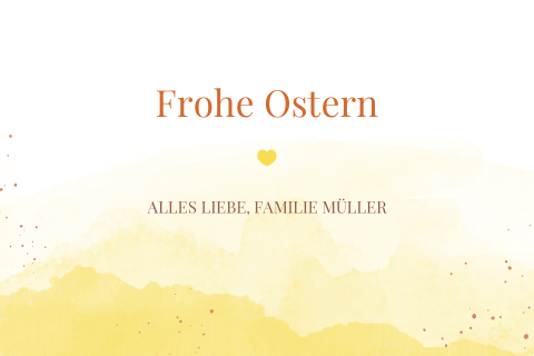 Osterkarte mit Aquarellfarbe und Herz