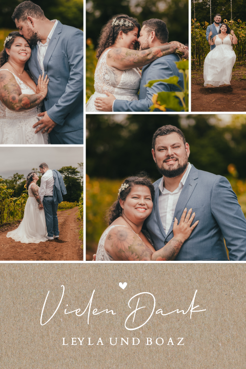 Echtes Kraftpapier Dankeskarte Hochzeit Klappkarte 5 Fotos