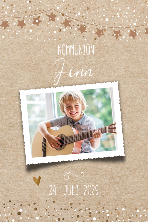 Kommunionseinladung mit Foto und Konfetti im Kraftlook