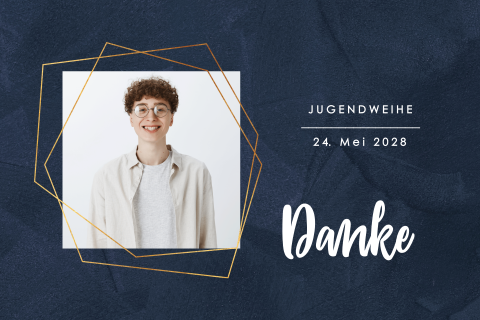 Dankeskarte zur Jugendweihe mit Foto und Velvet-Look Hintergrund