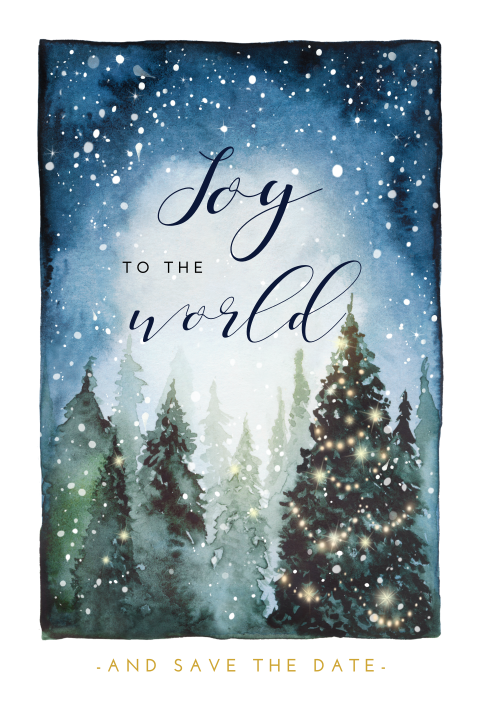 Save the Date - Weihnachtskarte mit romantischer Illustration
