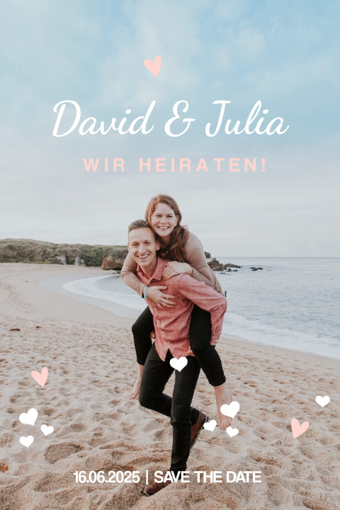 Süße Save the Date Karte mit Herzchen