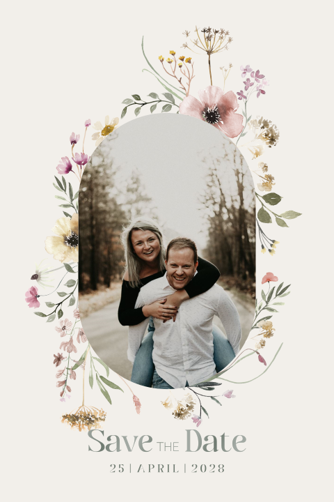 Save the Date Karte mit elegantem Blumenmuster