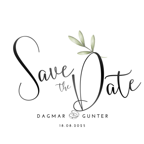 Stilvolle Save the Date Karte mit Zweigen und Eheringen