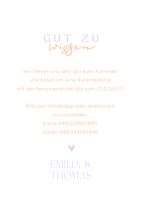 Einlegeblatt in Weiß und Violett mit Herz
