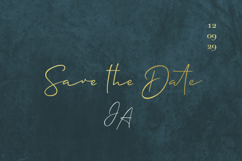 Edle Save the Date Karte in dunkelgrauem Marmorlook mit Goldfolie