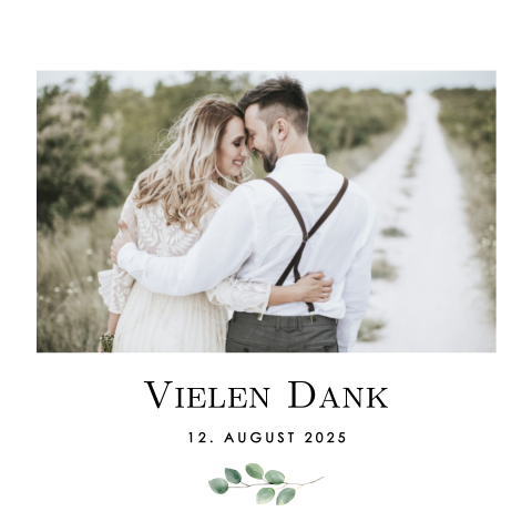 Nette Dankeskarte Hochzeit mit Eukalyptus Zweig