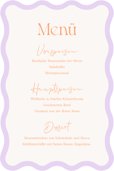 Menükarte mit welligem Rand