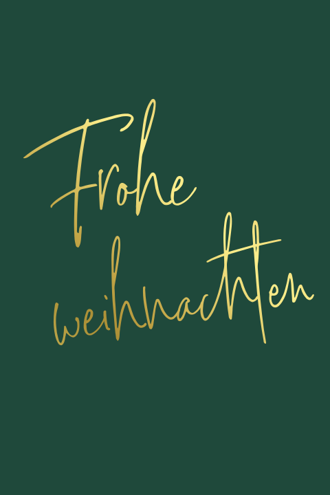 Moderne Weihnachtskarte in Grün mit Goldfolie-Veredelung