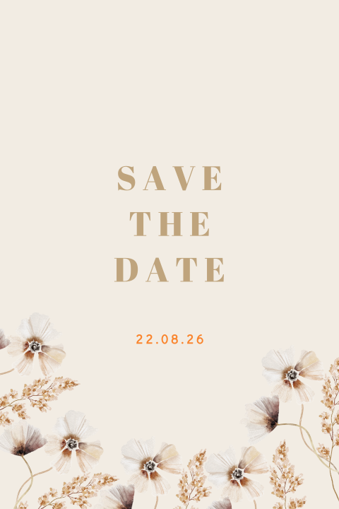 Edle Save the Date Karte mit zarten Blüten