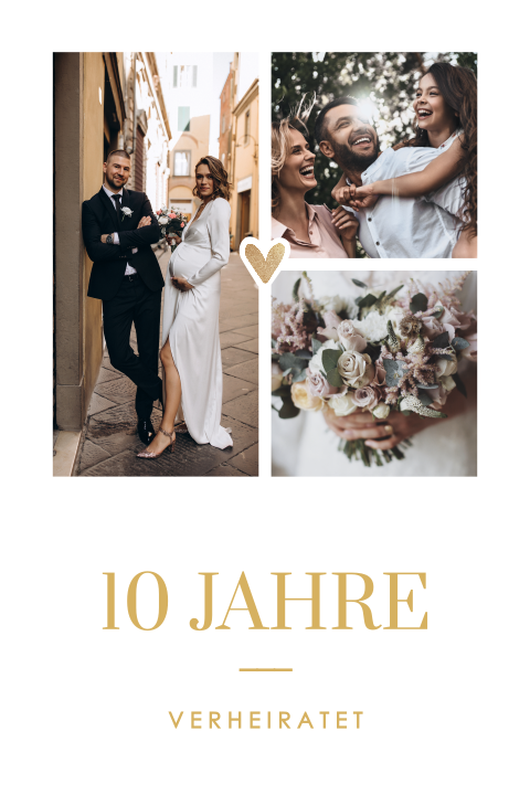 Einladung zur Rosenhochzeit mit eigener Bilderkollage und Herzchen