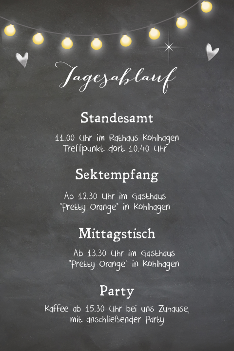 Stilvolle Einleger mit Herzen und Girlande