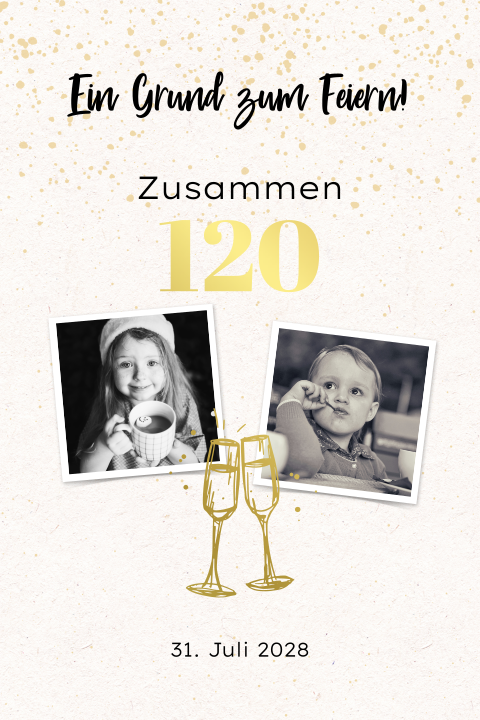 Originelle Einladung Doppelgeburtstag mit Fotos  120 Jahre
