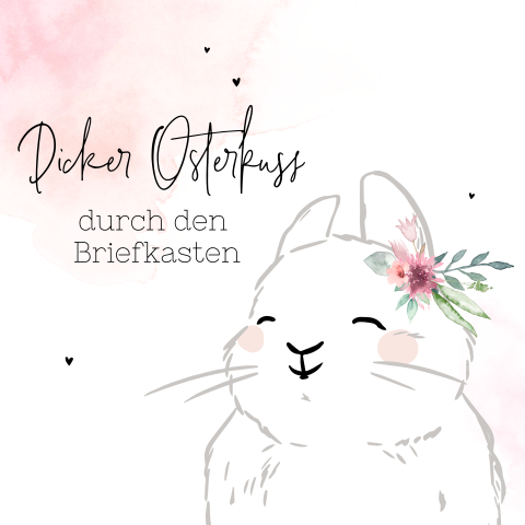 Rosa Osterkarte mit Osterhase und Text