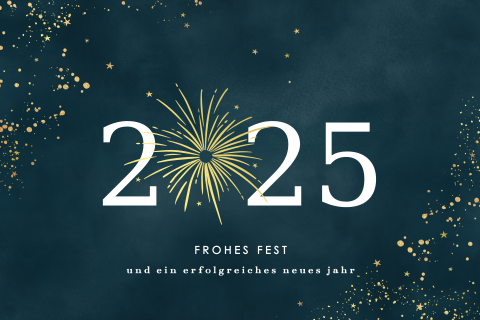 Festliche Neujahrskarte mit Jahreszahl und Goldfolie Verzierungen