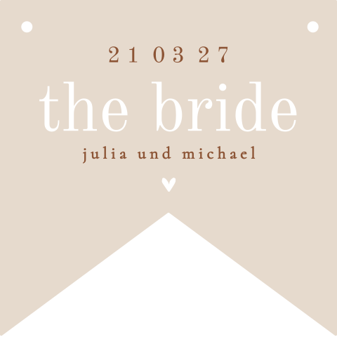 Stuhldekoration Hochzeit "The Bride" in neutralen Farben