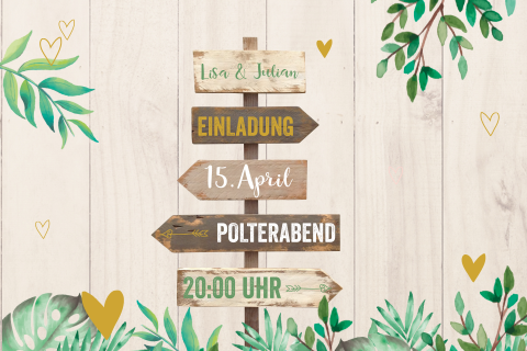 Polterabend Einladung mit Wegweiser