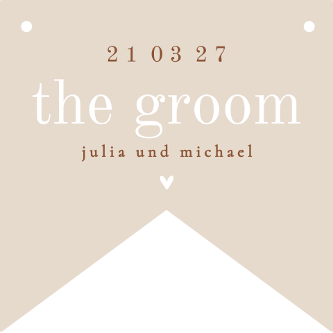 Stuhldekoration Hochzeit "The Groom" in neutralen Farben