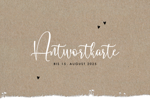 Antwortkarte aus Kraftpapier mit Herzen