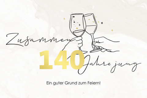 Einladung zum 70. Doppelgeburtstag mit Weingläsern und Goldfolie
