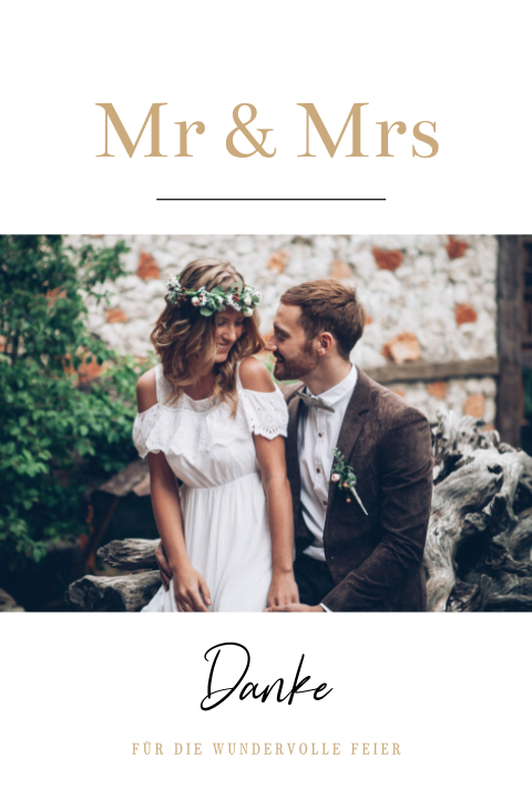 Edle Mr & Mrs Danksagungskarte mit Foto