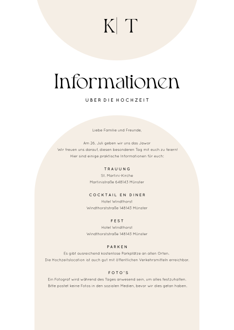 Einlegeblatt Hochzeit "Curves of eleganz" A4